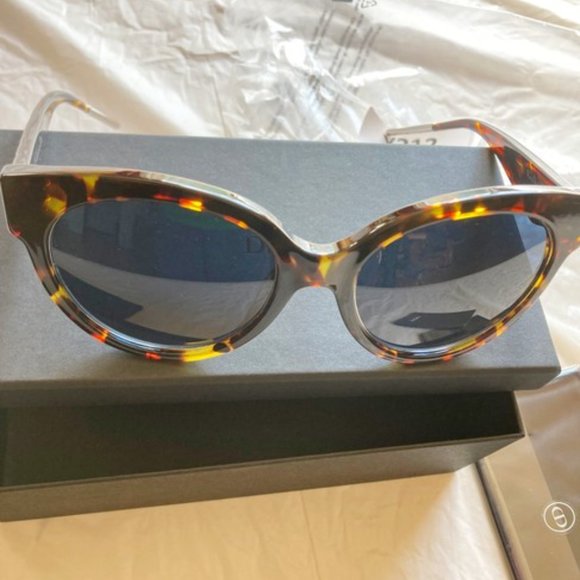 Dior VeryDior1 chrome tipped tortoise & blue tint angled arms cat eye sunglasses main image 5